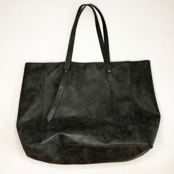 T-Shirt & Jeans Gray & Tan Tote Purse w/ Tassels - Picture 5 of 11